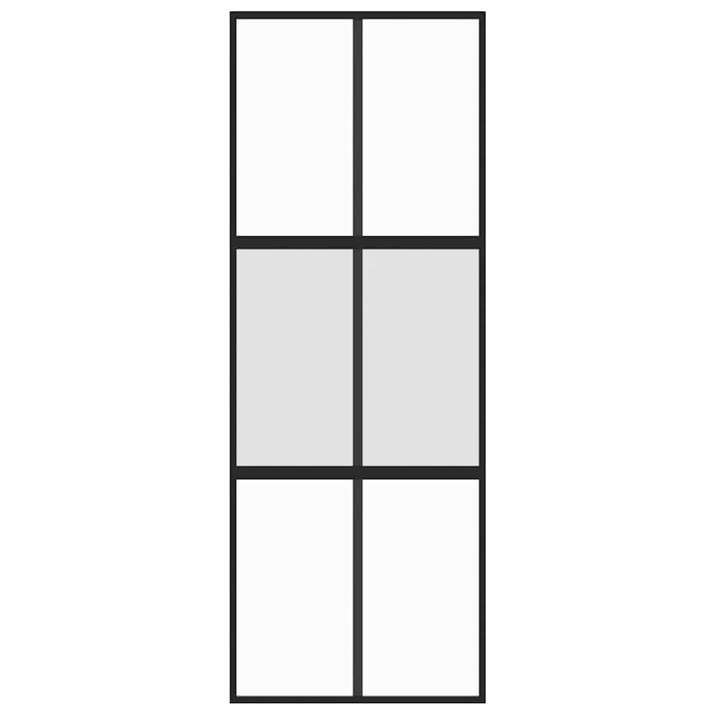 Sliding Door Black 76x205 cm Tempered Glass and Aluminium