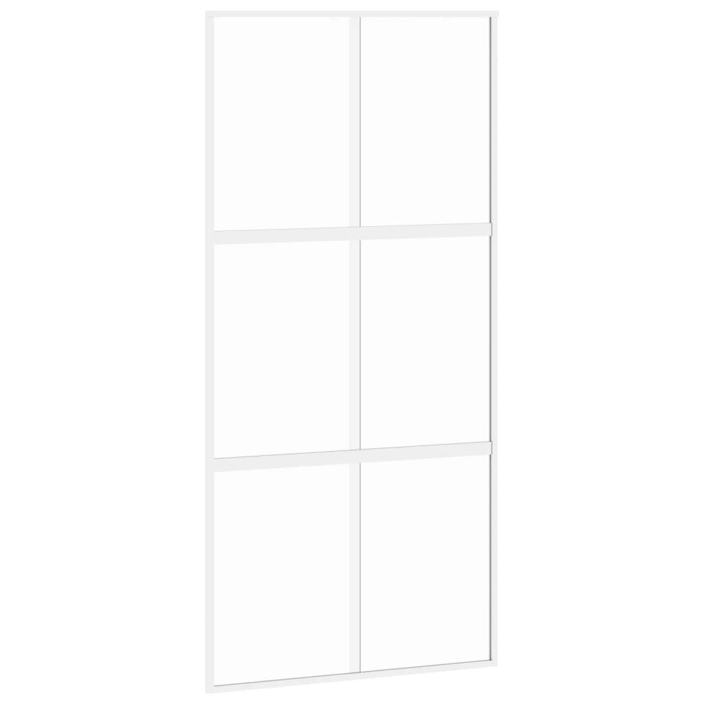 vidaXL Sliding Door White 102.5x205 cm Tempered Glass and Aluminium