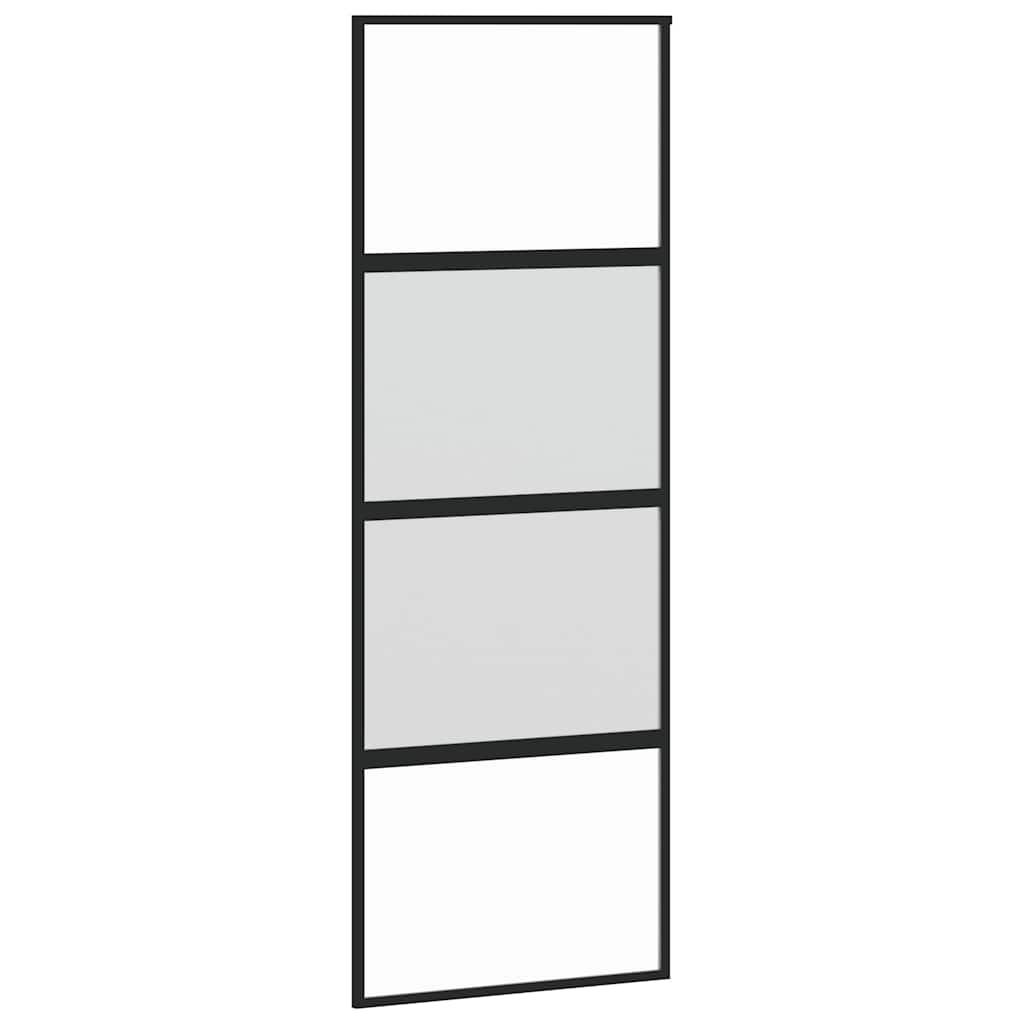 Sliding Door Black 76x205 cm Tempered Glass and Aluminium
