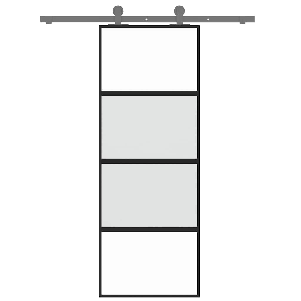 Sliding Door Black 76x205 cm Tempered Glass and Aluminium