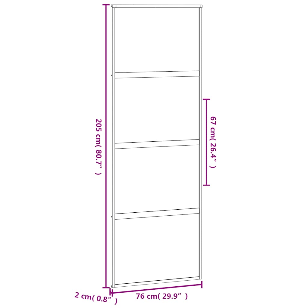 Sliding Door Black 76x205 cm Tempered Glass and Aluminium