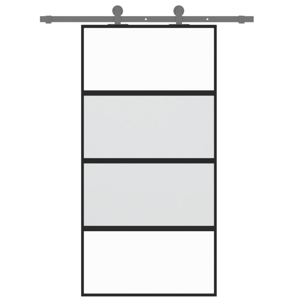 vidaXL Sliding Door Black 102.5x205 cm Tempered Glass and Aluminium