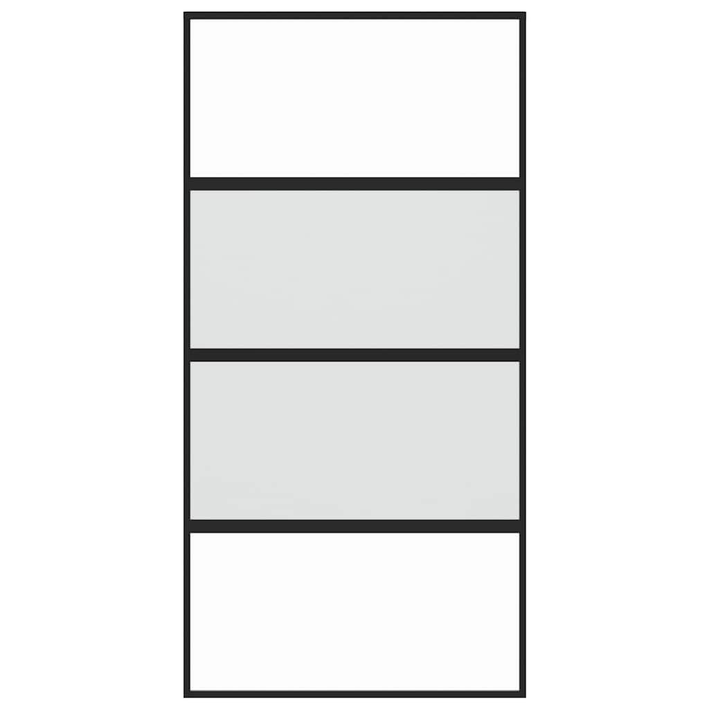 Sliding Door Black 102,5x205 cm Tempered Glass and Aluminium