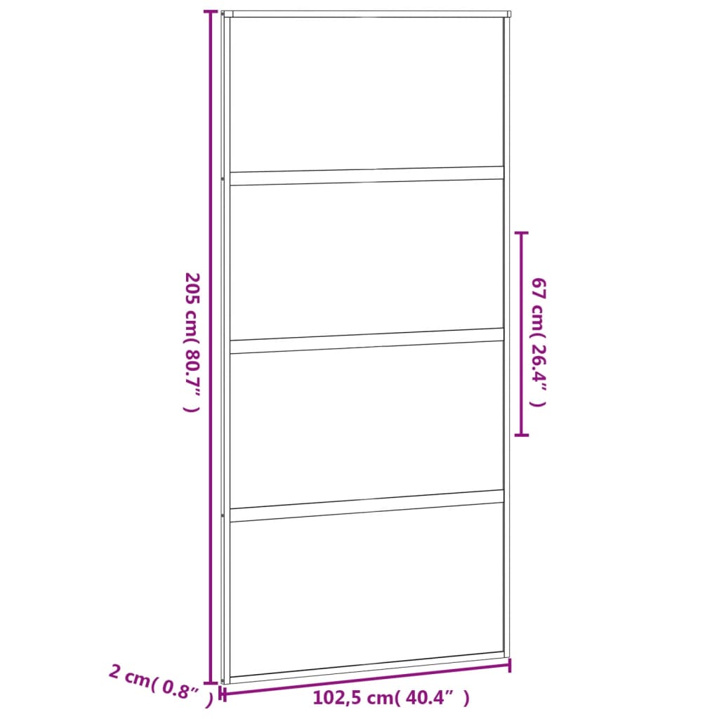 vidaXL Sliding Door Black 102.5x205 cm Tempered Glass and Aluminium