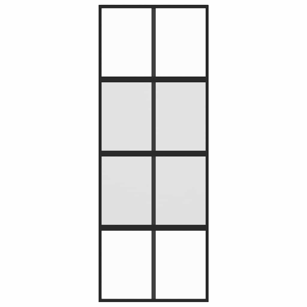 Sliding Door Black 76x205 cm Tempered Glass and Aluminium