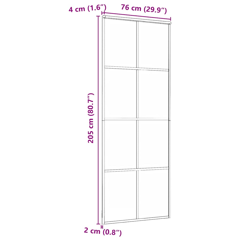 Sliding Door Black 76x205 cm Tempered Glass and Aluminium