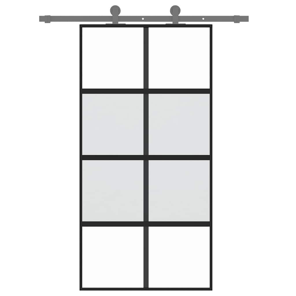 Sliding Door Black 102,5x205 cm Tempered Glass and Aluminium
