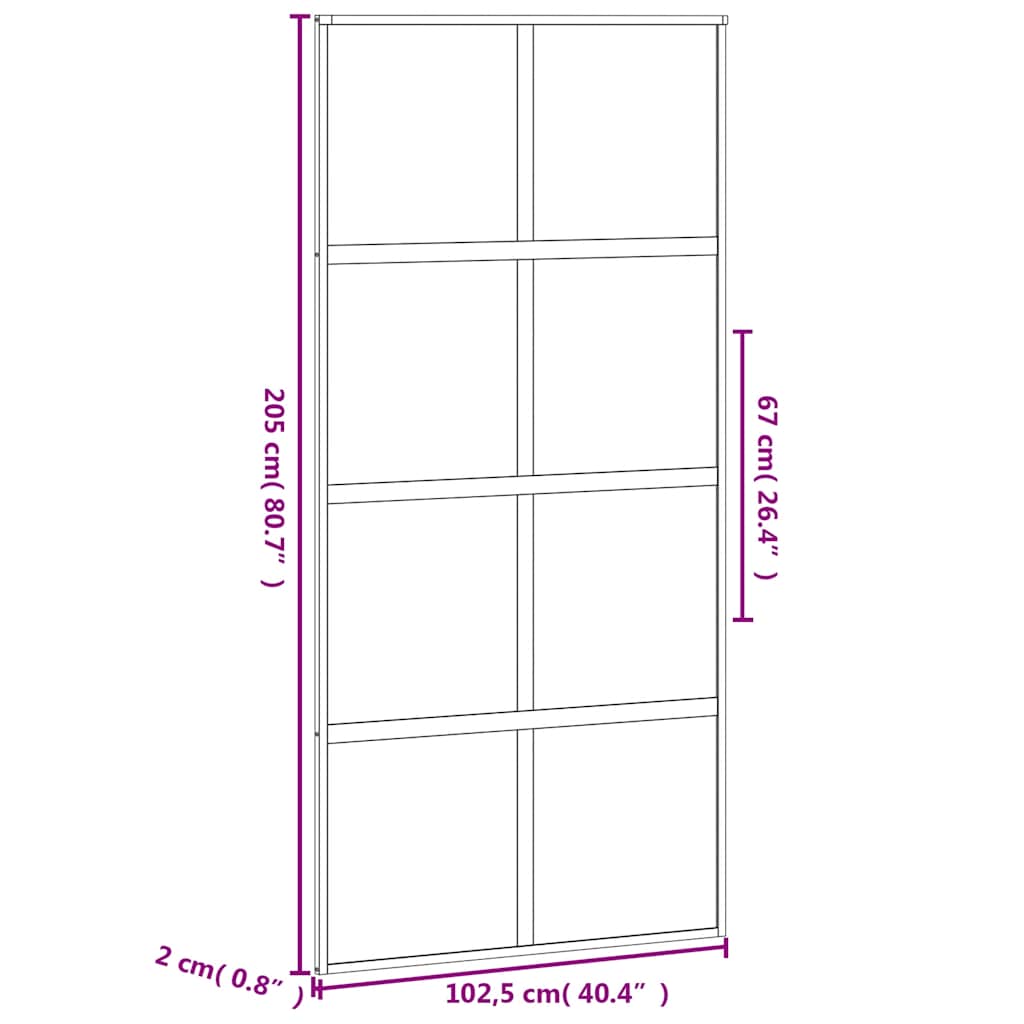 Sliding Door Black 102,5x205 cm Tempered Glass and Aluminium
