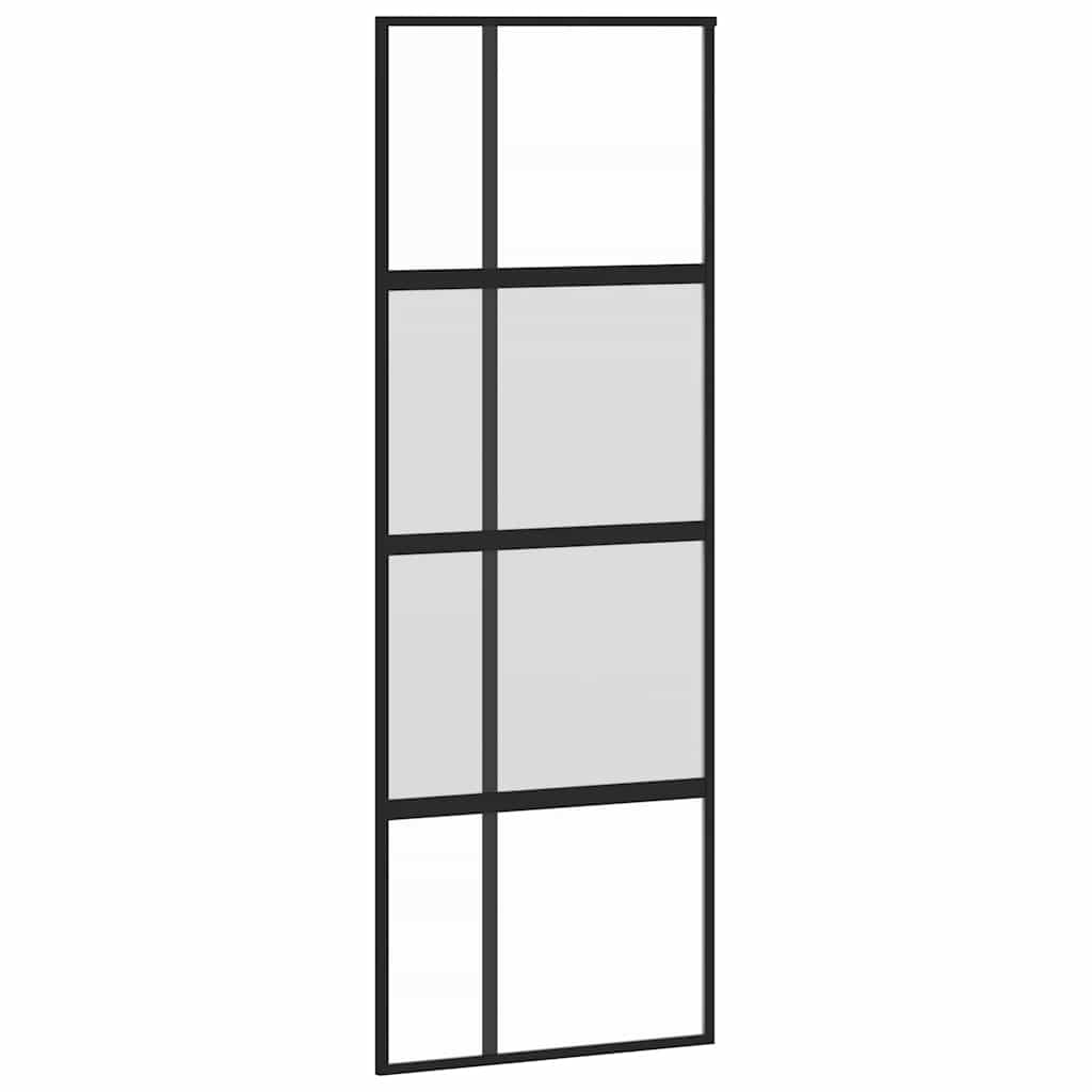 Sliding Door Black 76x205 cm Tempered Glass and Aluminium