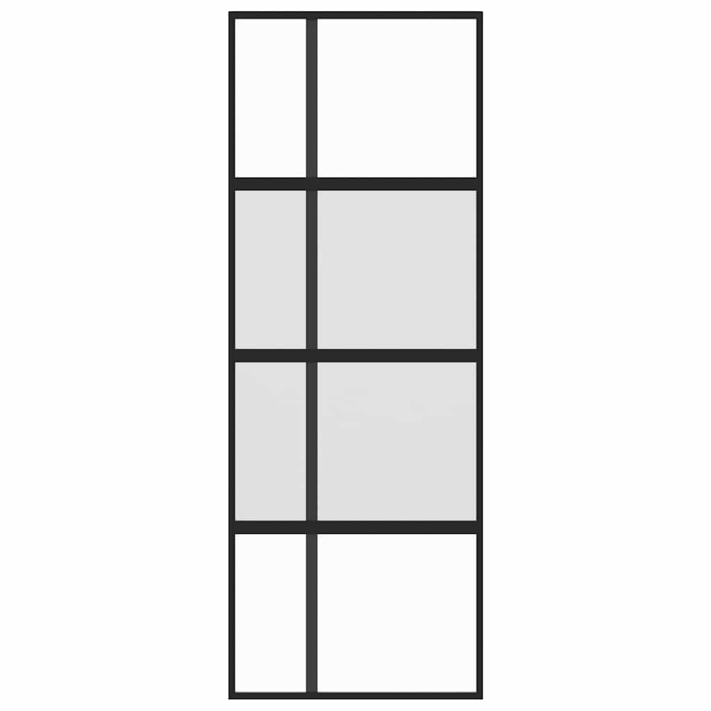 Sliding Door Black 76x205 cm Tempered Glass and Aluminium