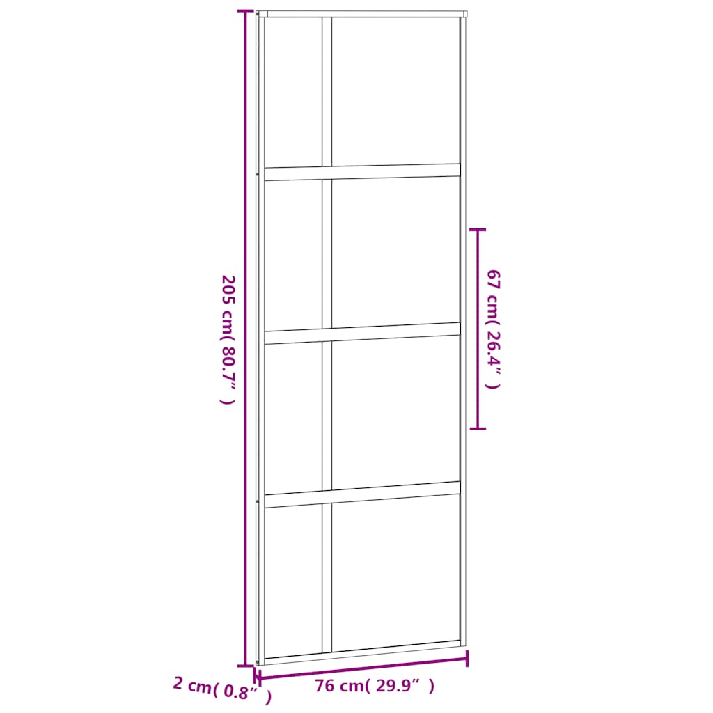 Sliding Door Black 76x205 cm Tempered Glass and Aluminium