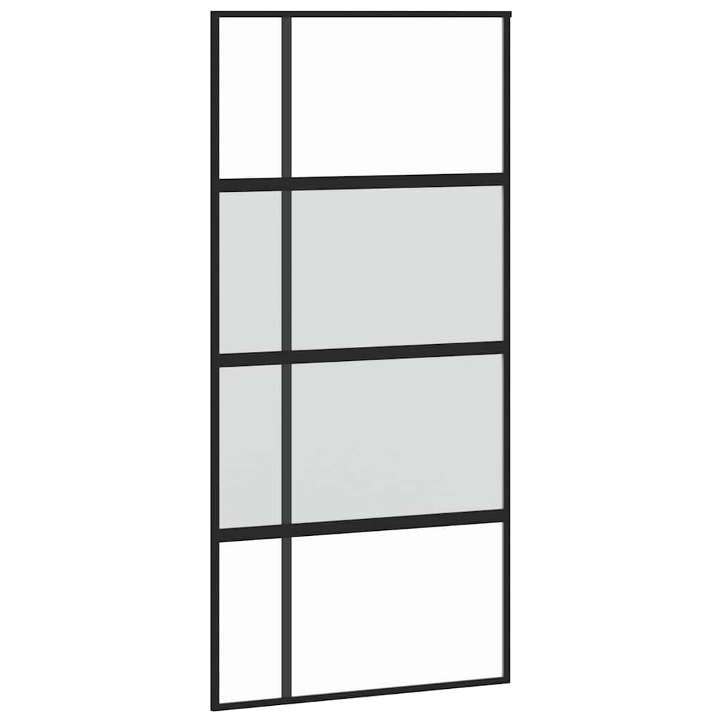 Sliding Door Black 102,5x205 cm Tempered Glass and Aluminium