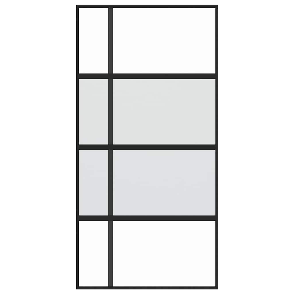 Sliding Door Black 102,5x205 cm Tempered Glass and Aluminium