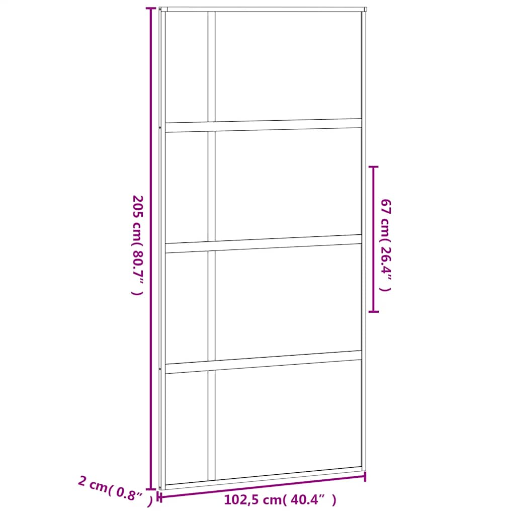 Sliding Door Black 102,5x205 cm Tempered Glass and Aluminium