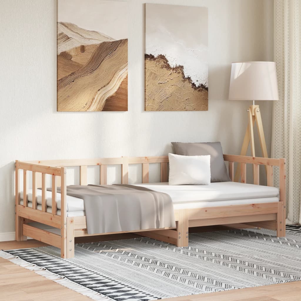 Day Bed with Trundle without Mattress 90x200 cm Solid Wood