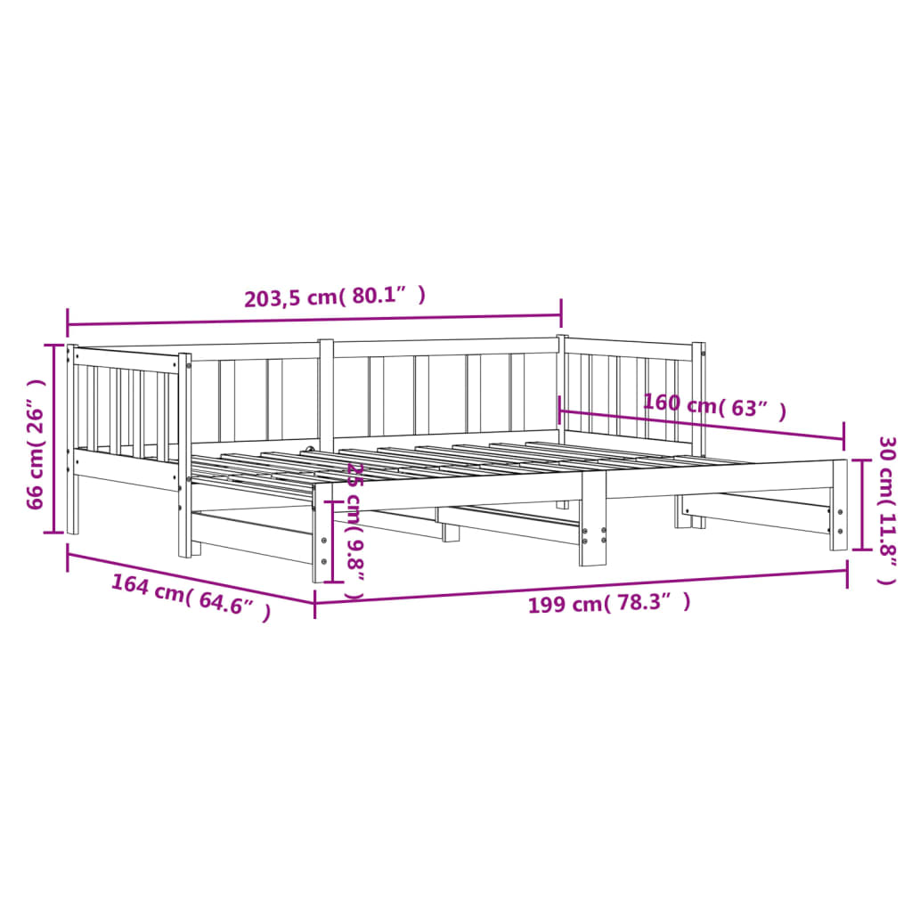 vidaXL Day Bed with Trundle 80x200 cm Solid Wood Pine