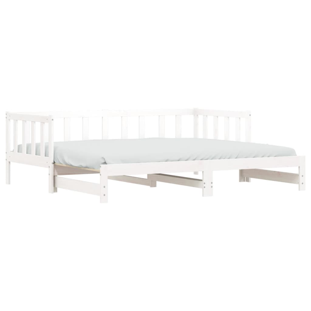 vidaXL Day Bed with Trundle without Mattress White 80x200 cm Solid Wood