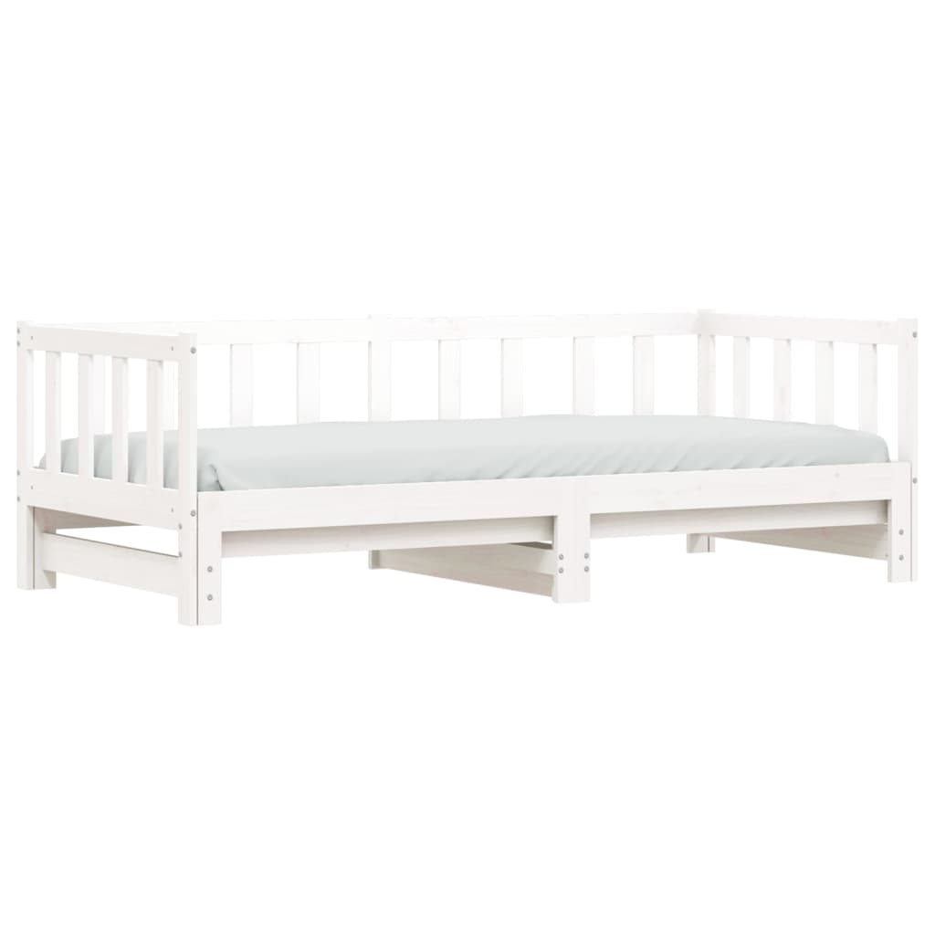 vidaXL Day Bed with Trundle without Mattress White 80x200 cm Solid Wood