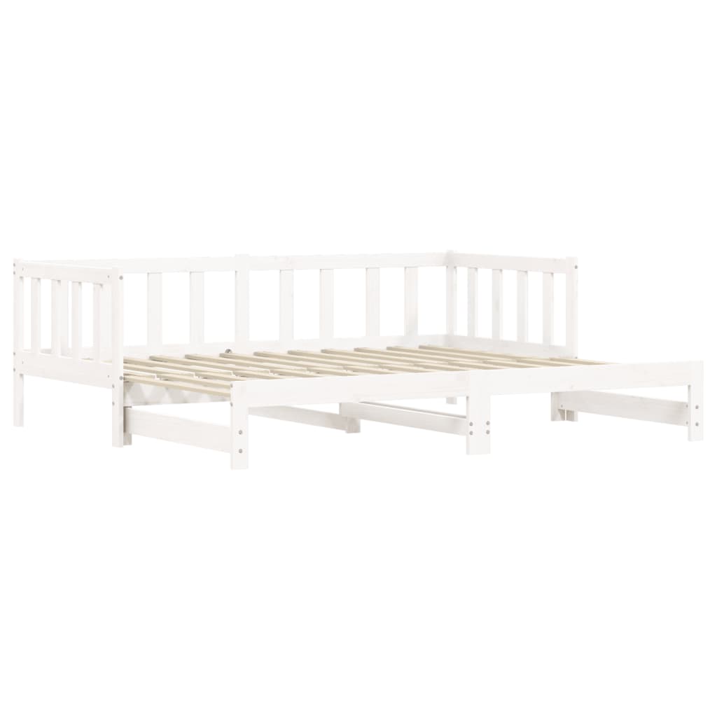 vidaXL Day Bed with Trundle without Mattress White 80x200 cm Solid Wood