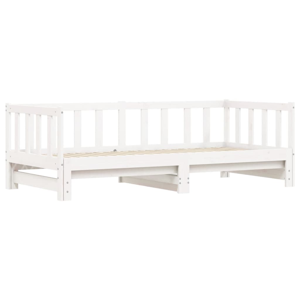 vidaXL Day Bed with Trundle without Mattress White 80x200 cm Solid Wood