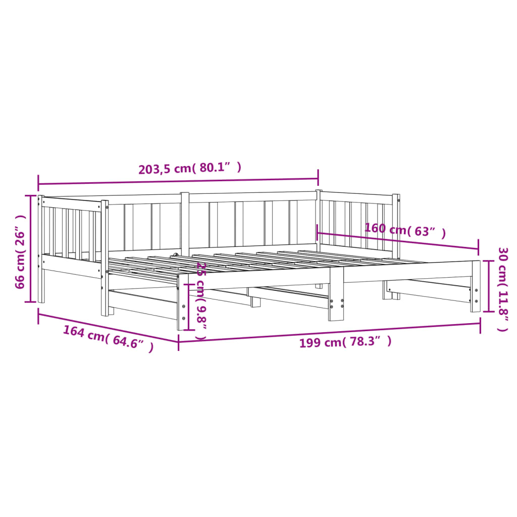 vidaXL Day Bed with Trundle without Mattress White 80x200 cm Solid Wood