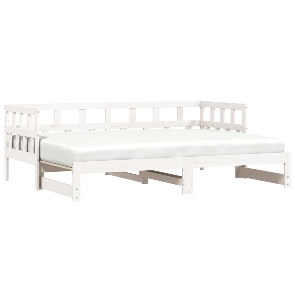 vidaXL Daybed with Trundle without Mattress White 90x190 cm Single Solid Wood