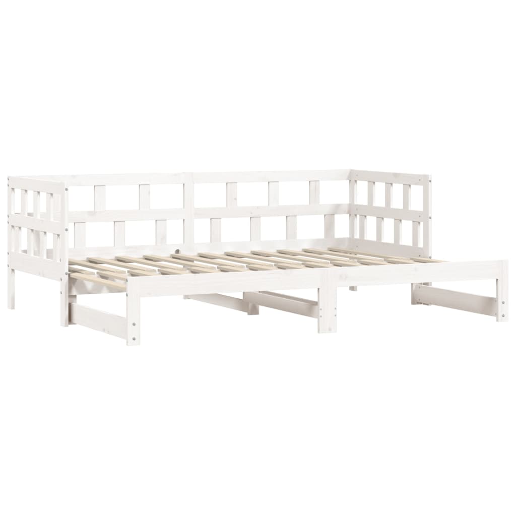 vidaXL Daybed with Trundle without Mattress White 90x190 cm Single Solid Wood