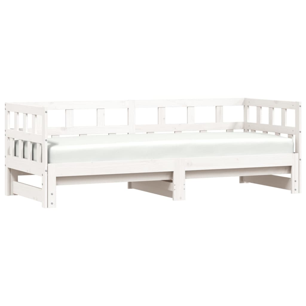 vidaXL Daybed with Trundle without Mattress White 90x190 cm Single Solid Wood