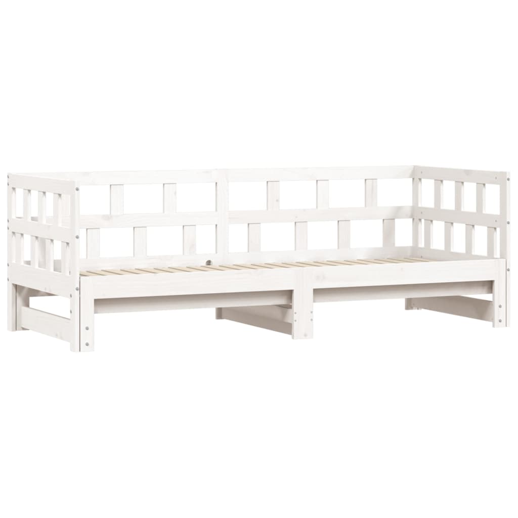 vidaXL Daybed with Trundle without Mattress White 90x190 cm Single Solid Wood