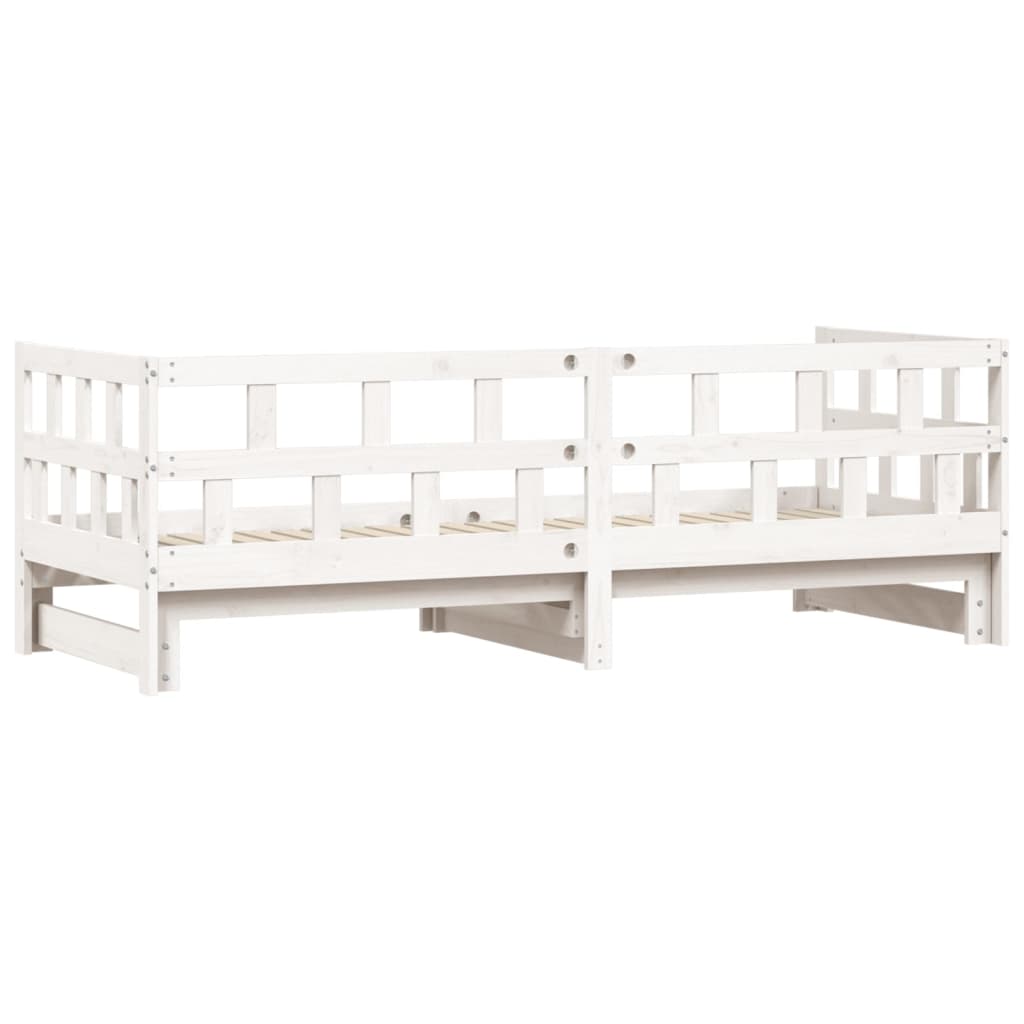 vidaXL Daybed with Trundle without Mattress White 90x190 cm Single Solid Wood