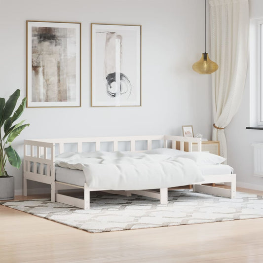 vidaXL Daybed with Trundle without Mattress White 90x190 cm Single Solid Wood