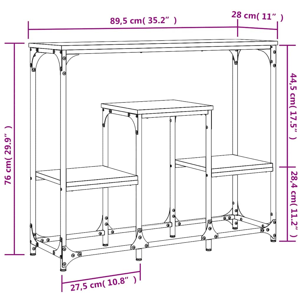 Console Table Black 89.5x28x76 cm Engineered Wood