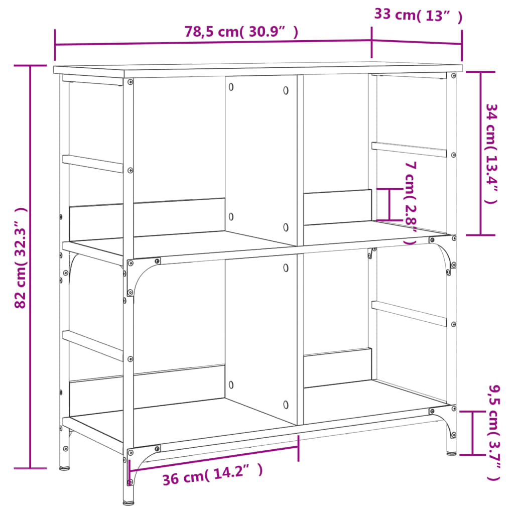 Bookshelf Grey Sonoma 78,5x33x82 cm Engineered Wood
