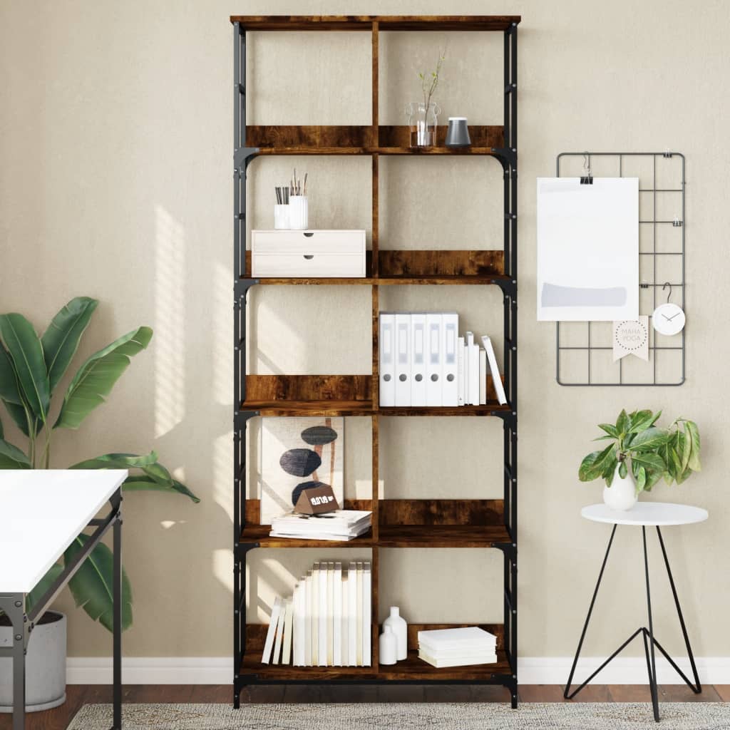 Bookshelf Smoked Oak 78,5x33x188,5 cm Engineered Wood