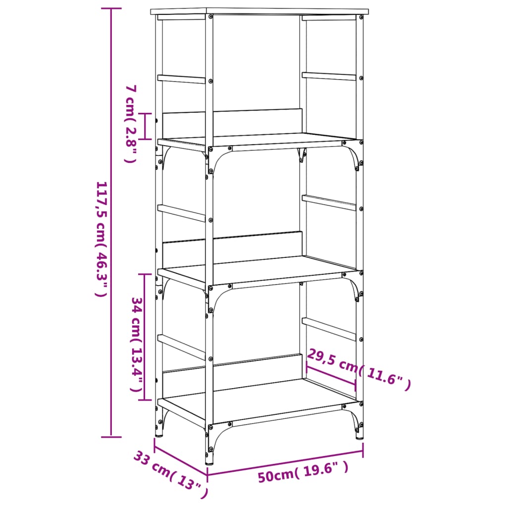 Bookshelf Grey Sonoma 50x33x117,5 cm Engineered Wood