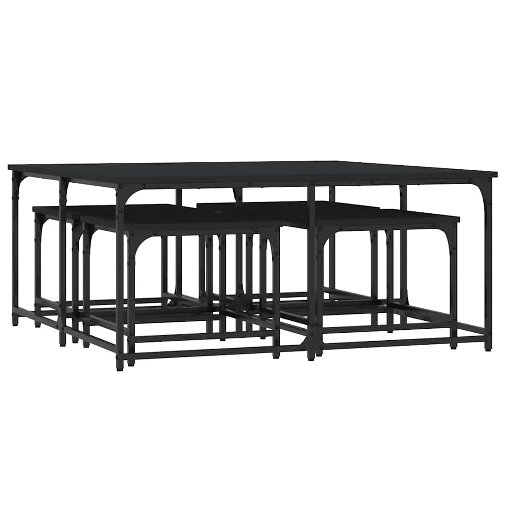 Nesting Coffee Tables 5 pcs Black Engineered Wood