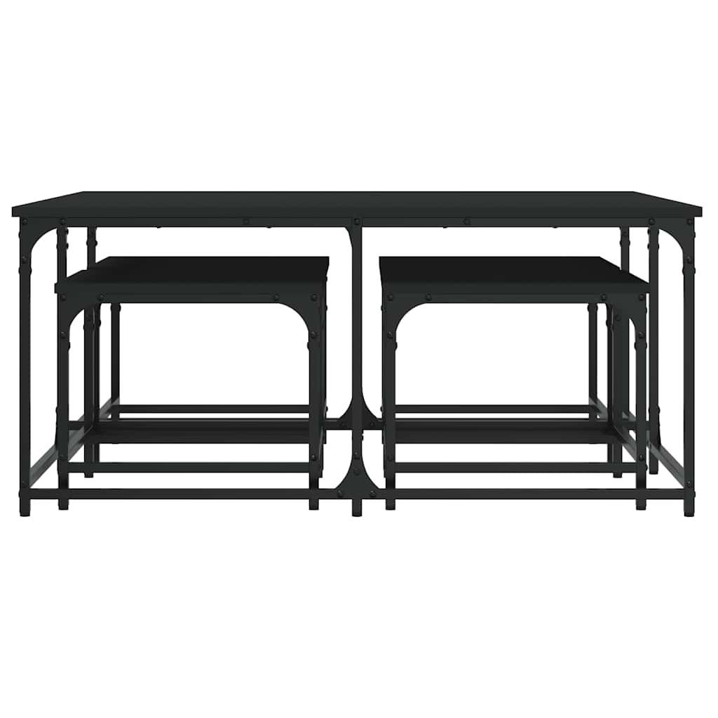 Nesting Coffee Tables 5 pcs Black Engineered Wood