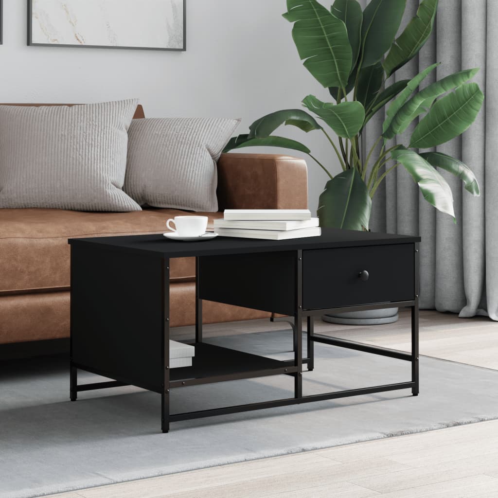 Coffee Table Black 85,5x51x45 cm Engineered Wood