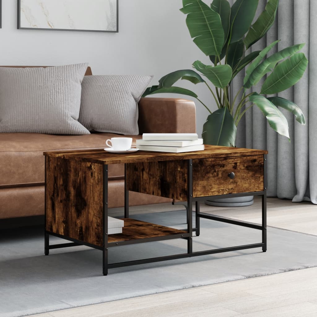 Coffee Table Smoked Oak 85,5x51x45 cm Engineered Wood