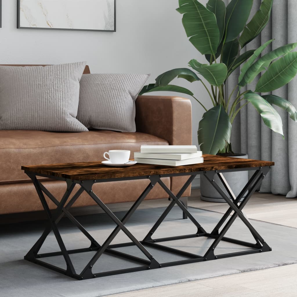 Coffee Table Smoked Oak 100x49x40 cm Engineered Wood