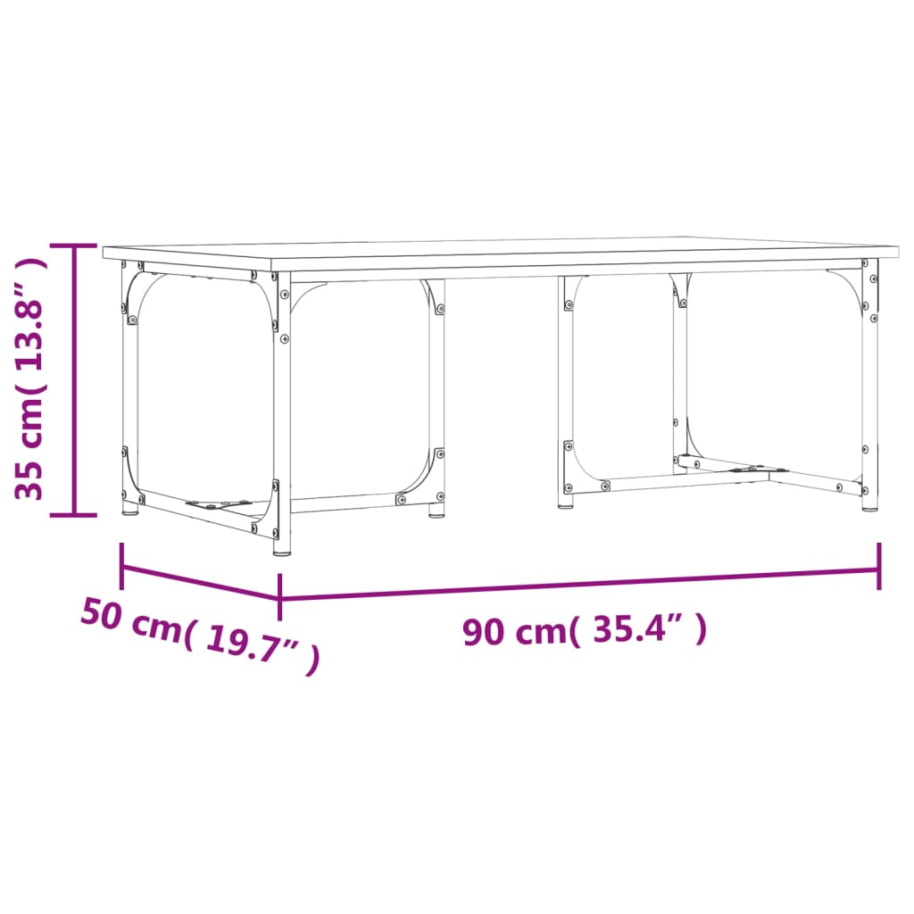 Coffee Table Black 90x50x35 cm Engineered Wood