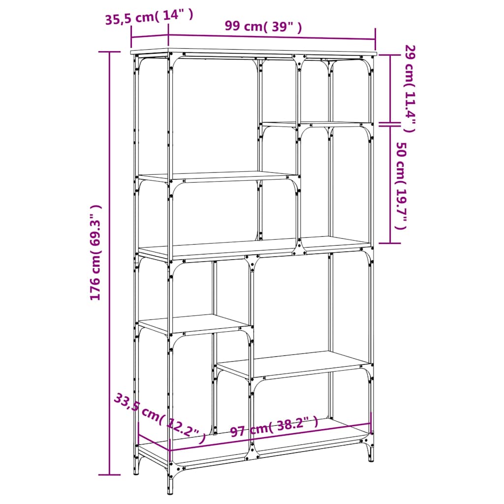 Bookshelf 8-Tier 99 x 35.5 x 176 cm Sonoma Oak