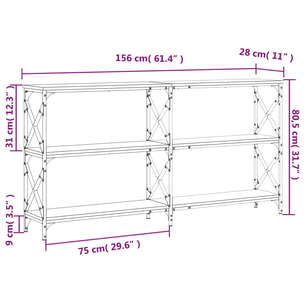 Console Table Sonoma Oak 156x28x80,5 cm Engineered Wood