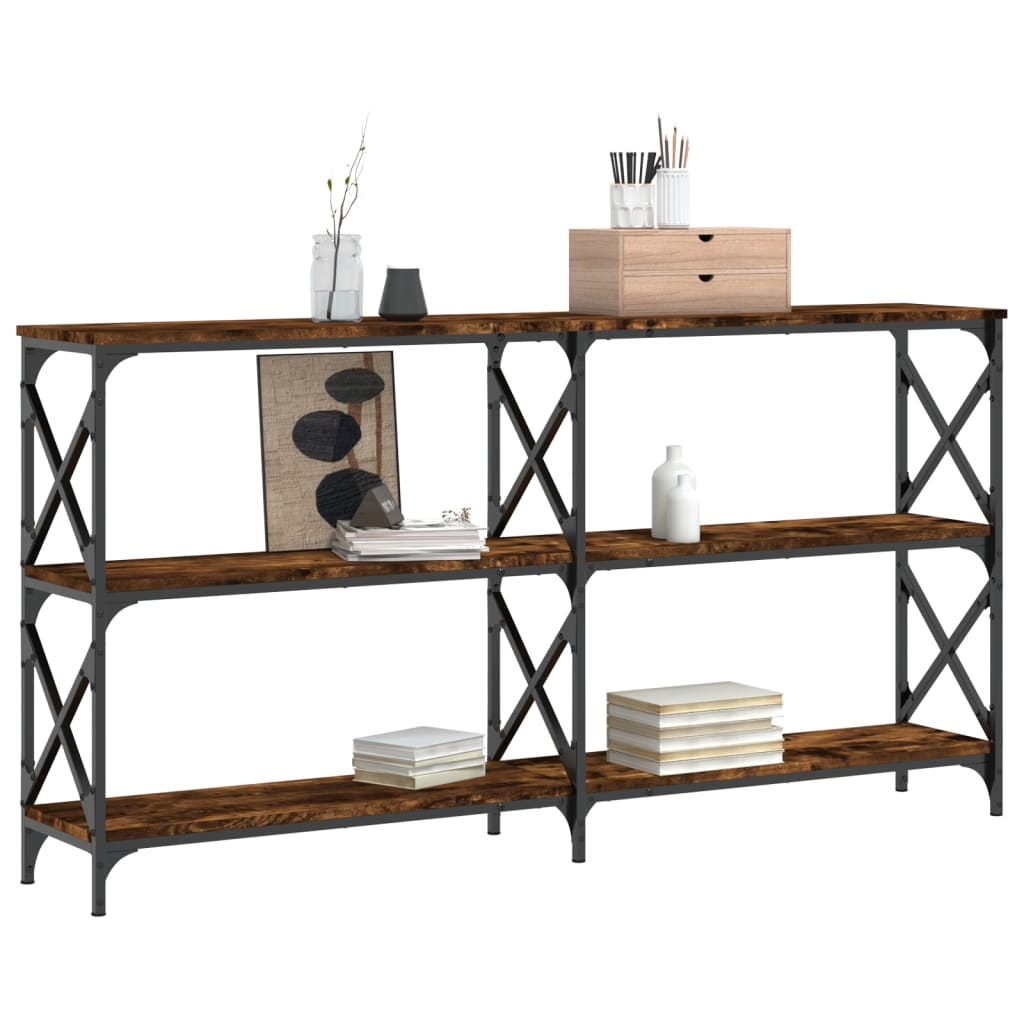Console Table Smoked Oak 156x28x80.5 cm Engineered Wood