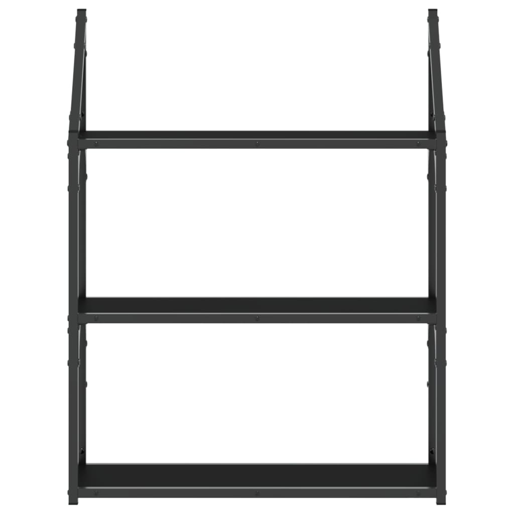 vidaXL 3-Tier Wall Shelf Black 60x21x78.5 cm Engineered Wood