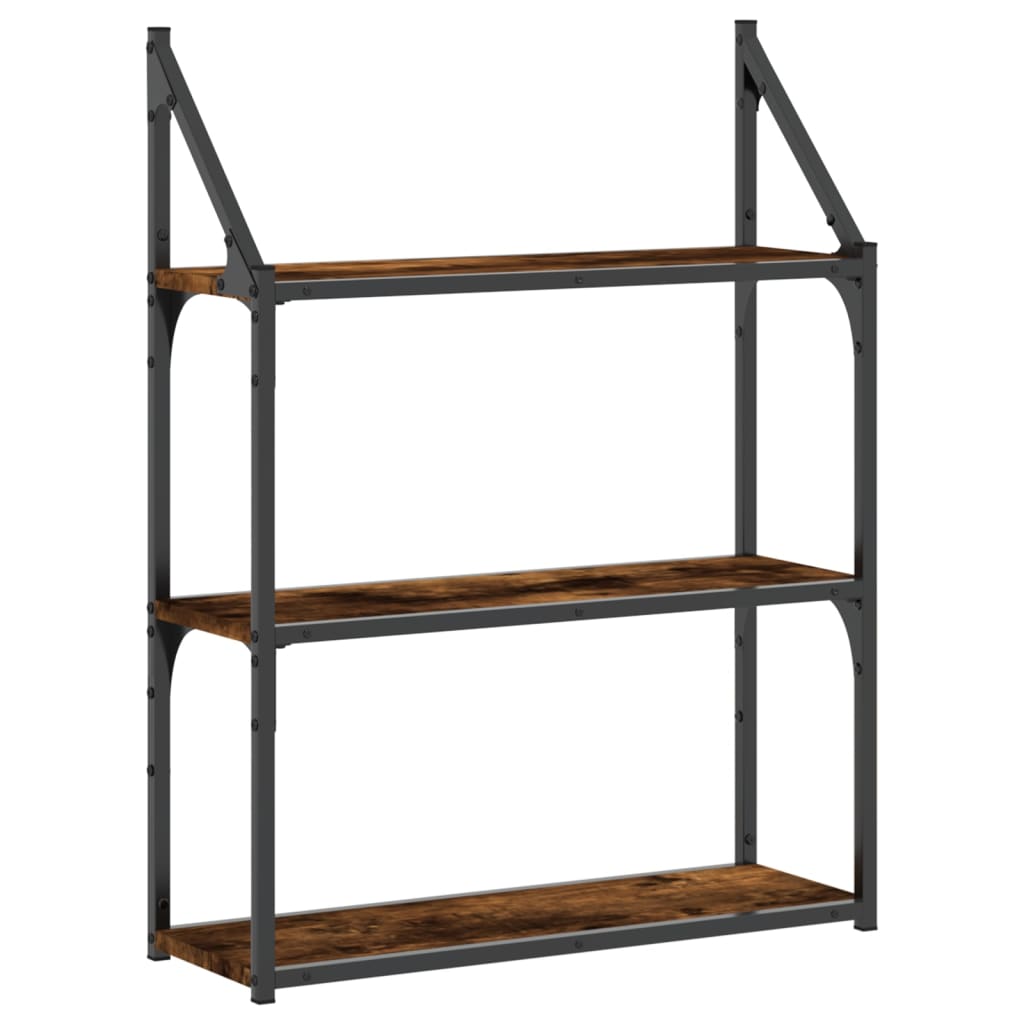 3-Tier Wall Shelf Smoked Oak 60x21x78,5 cm Engineered Wood
