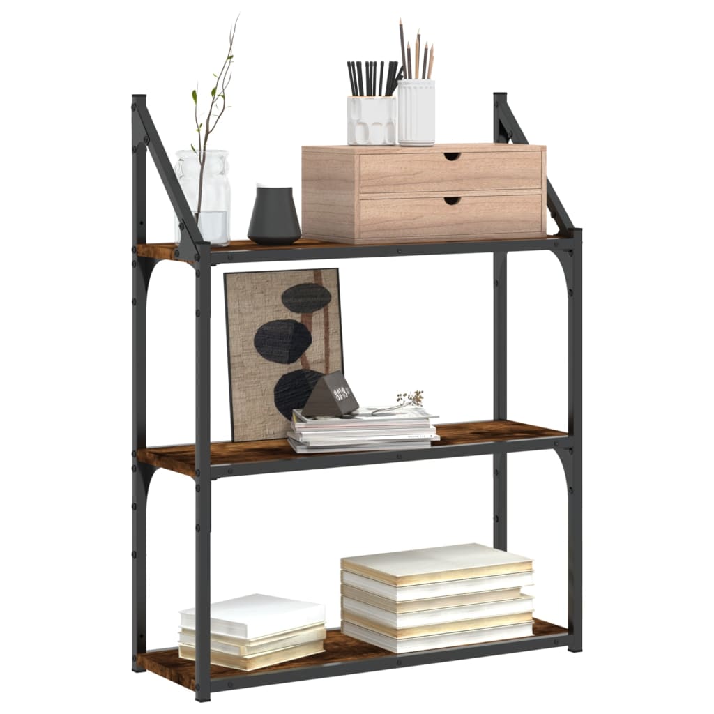 3-Tier Wall Shelf Smoked Oak 60x21x78,5 cm Engineered Wood