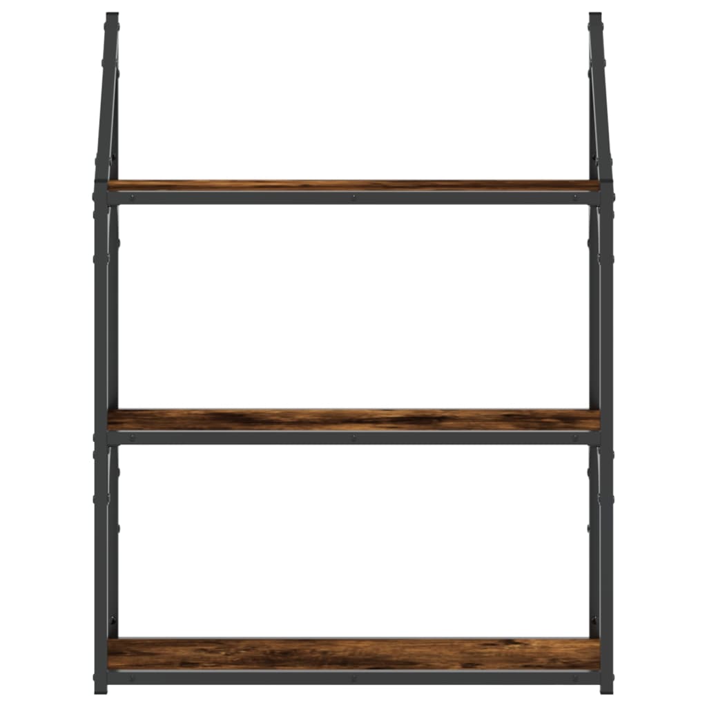 3-Tier Wall Shelf Smoked Oak 60x21x78,5 cm Engineered Wood