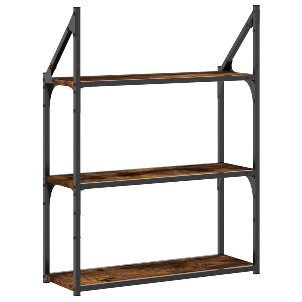 3-Tier Wall Shelf Smoked Oak 60x21x78,5 cm Engineered Wood