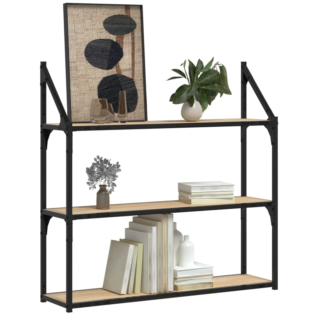 3-Tier Wall Shelf Sonoma Oak 80x21x78,5 cm Engineered Wood